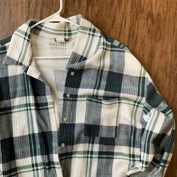 Plaid ribbed vintage button down - Picture 2 of 5
